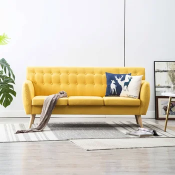 

Sofa 3 seater in cloth padded 172x70x82cm yellow sofa