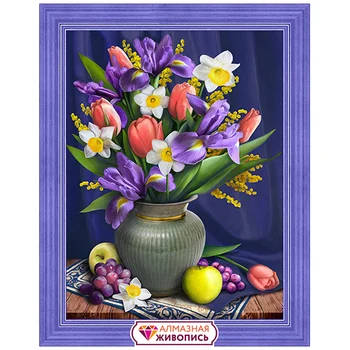 

Аж-1693 painting with rhinestones 'нарциссы and irisy' 30*40 cm