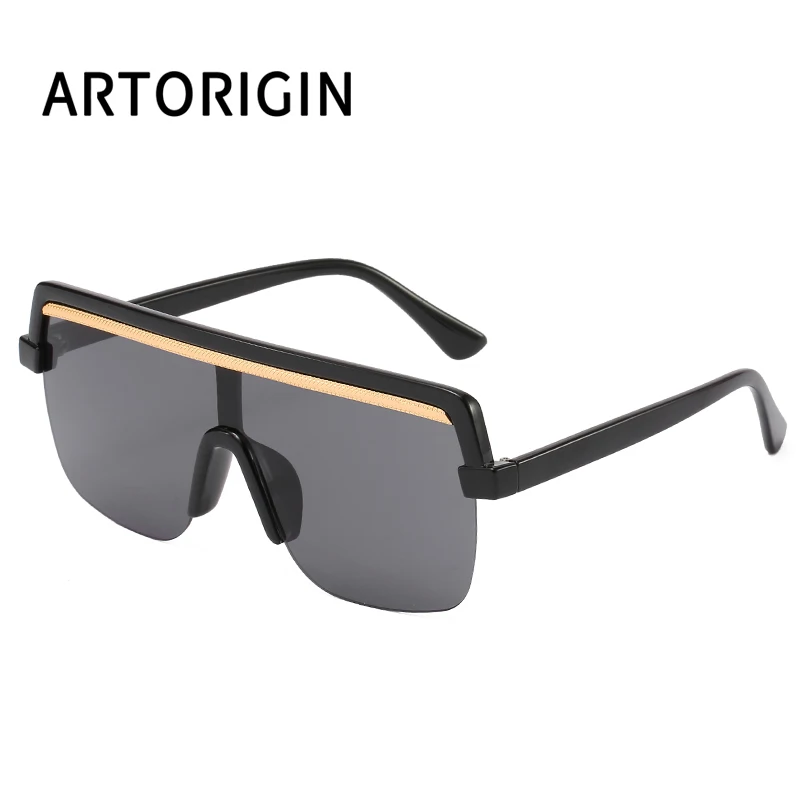 FC Oversized Red Yellow Gradient Cat Eye Sunglasses Women Luxury Brand Fashion Rimless Square Metal Female Men Sun Glasses - Цвет линз: Черный