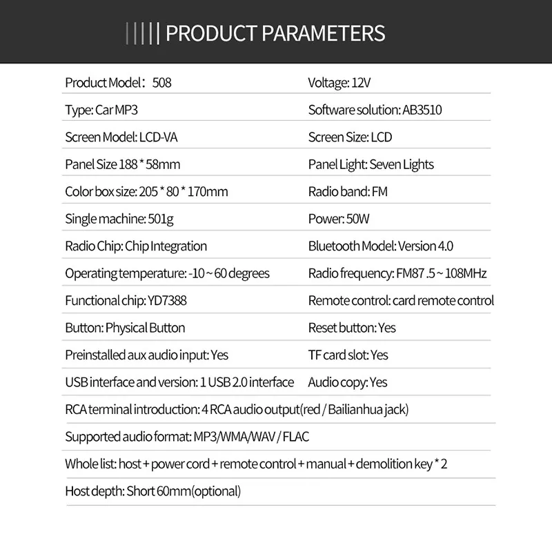 1 Din автомобильный радиоприемник MP3-плеер Стерео Bluetooth карта U диск считыватель AUX RCA аудио выход 12 в 50 Вт ЖК-экран Автомобильный Радио USB