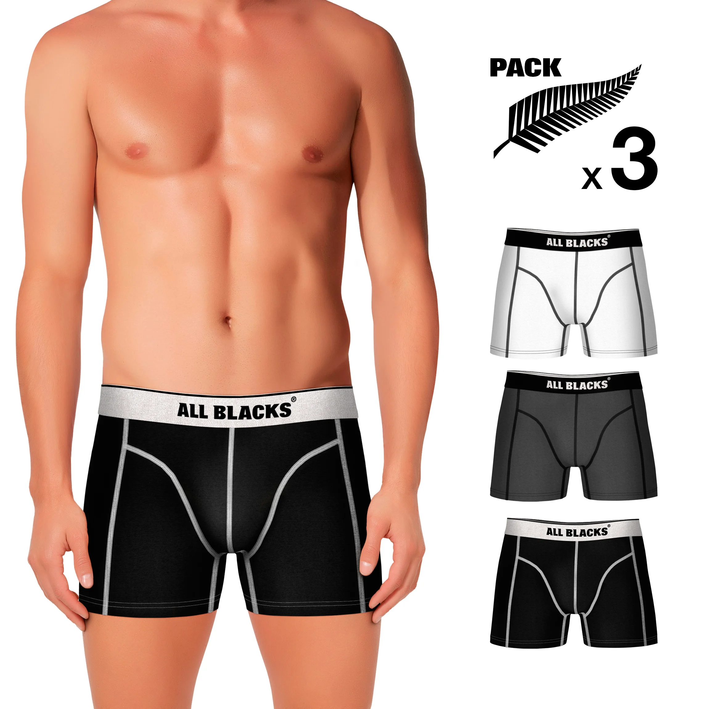 ALL BLACKS Boxers type boxer pack Grey 3 units in black and white color for men