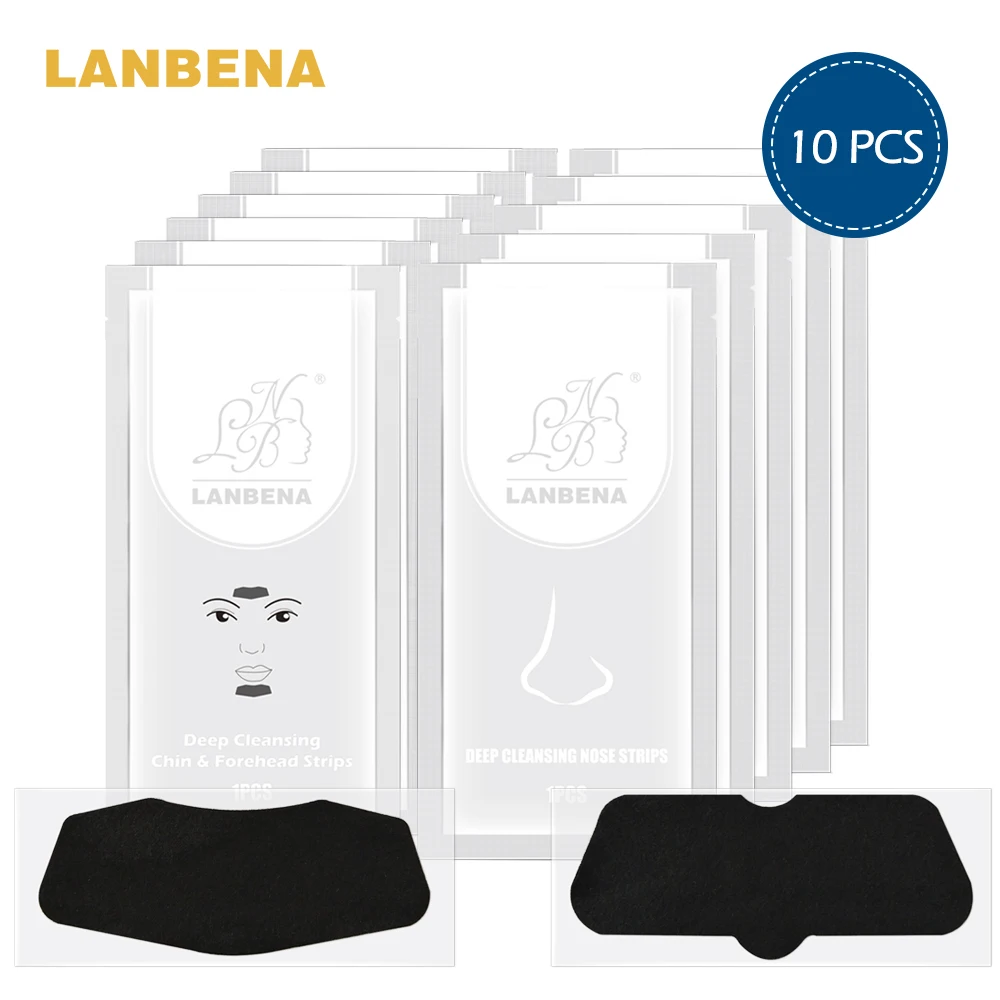 LANBENA для удаления угрей Нос Маска+ подбородка лба черных пятен, маска для лица, для лечения прыщей, пористая полоска черная маска пилинг для ухода за кожей