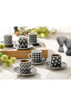 

Coffee Cup Set 80ml Turkey Dream Pattern Coffee 6 piece Cup Set English Coffee Cup Handmade Anatolia