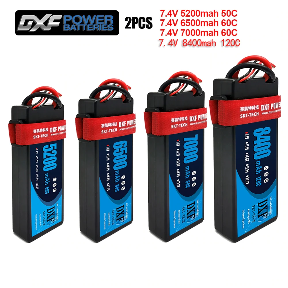

2PCS DXF Battery Lipo 2S 7.4V 8400mAh 7000mAh 6500mAh 5200mAh 50C 100C 60C 120C 240C for 1/8 Rc Revo Slash Stampede Car Truck