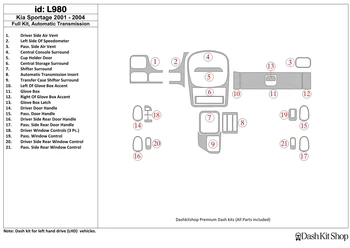 

Interior lining for Kia Sportage 2001-2005. Set L980.