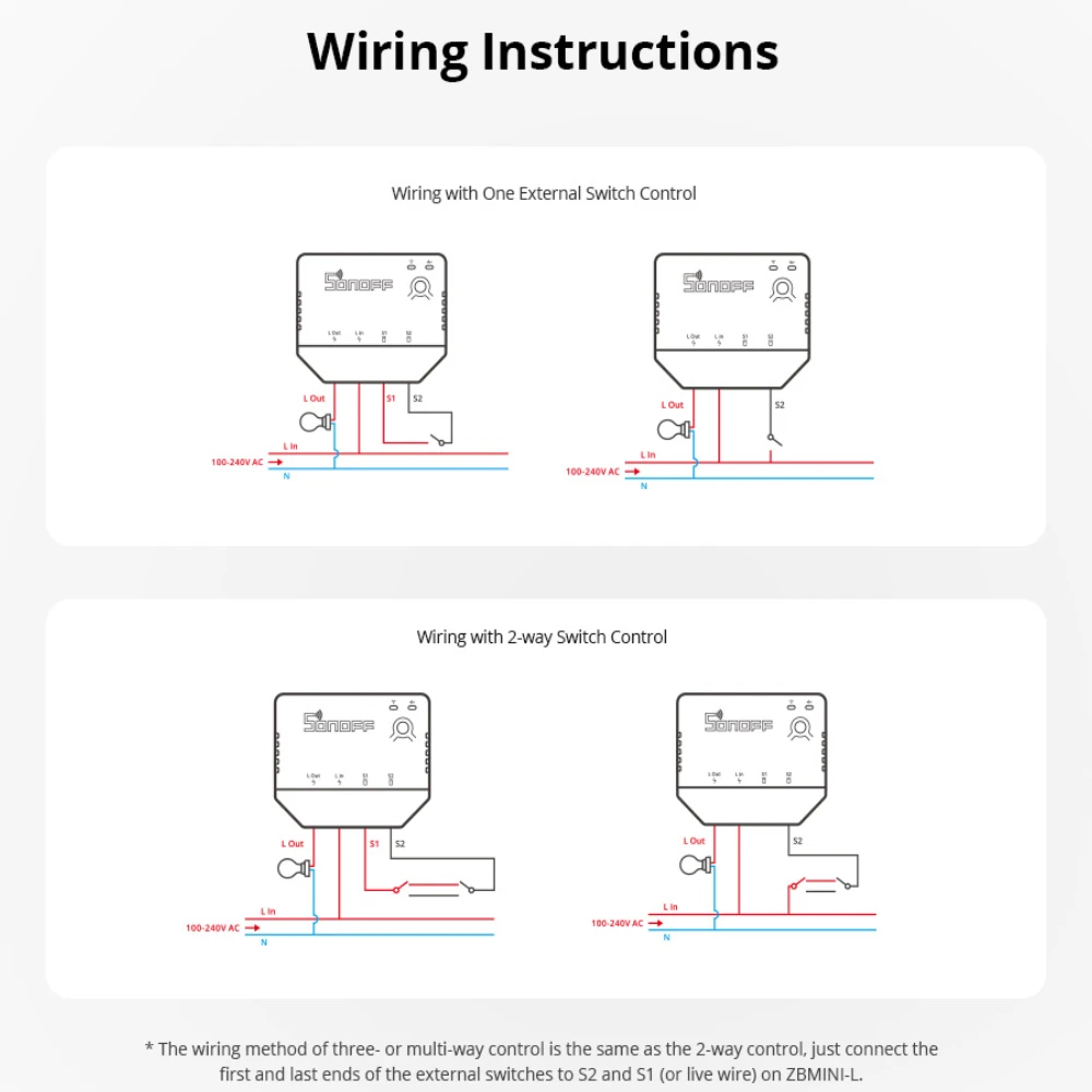 Sonoff 2 store way switch wiring