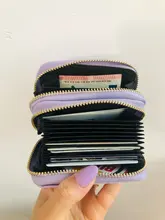 Tarjetero de negocios para mujer/hombre rojo/Negro/azul ID/tarjetero Cartera de cuero PU con doble cremallera