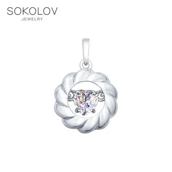 

SOKOLOV suspension of silver with Swarovski Crystals fashion jewelry 925 women's male, pendants for neck women