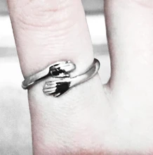 Anillo de amor creativo para mujer, joya de anillo abierto, regalo para amantes, Color plata