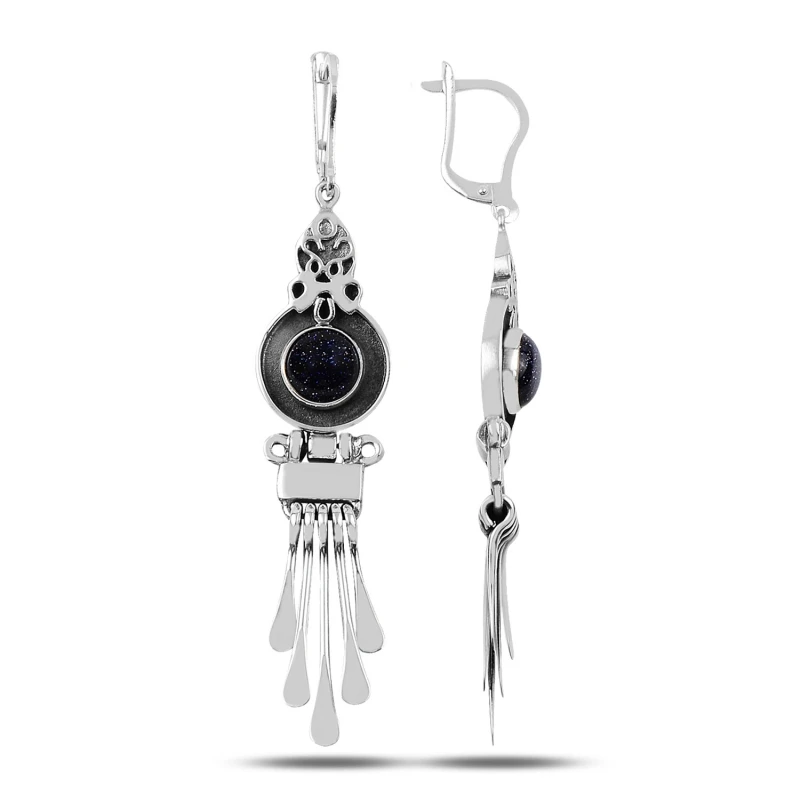 

Silver 925 Sterling Blue Star Cubic Zirconia and Shaking Hand Handwork Earrings