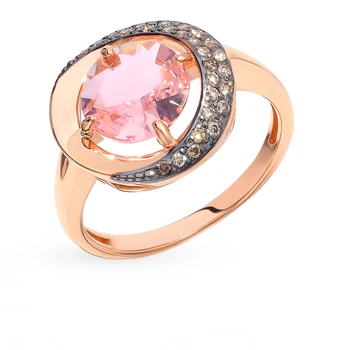 

Gold ring with cognac diamonds and morganite sunlight