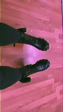 Botas de motocicleta de bolsillo para Mujer, suela gruesa con cordones de zapatos de plataforma, militares, color negro, 2020