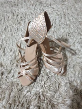 Zapatos de baile Latino para mujer, calzado de baile Latino con diamantes de imitación en rojo, negro, azul y marrón