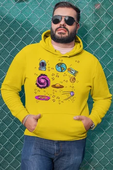 

Angemiel Wear Space And Prints Yellow Men 'S Hooded Sweatshirt