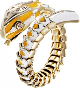 

Jay VI ring with diamonds and enamel in Yellow Gold