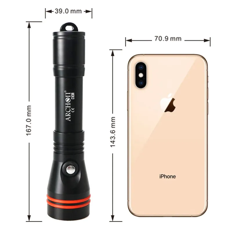  ARCHON C10R Diving Flashlight USB Charging Dive Torch 1200 lumen CREE LED chip Underwater Light 100 - 4000082466026