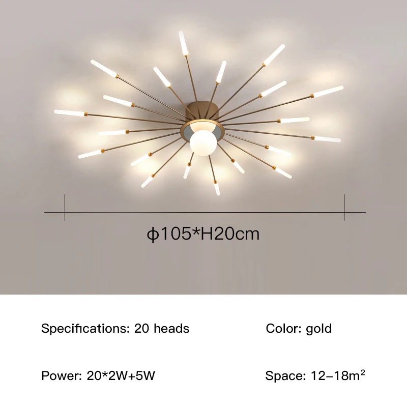 led chandelier Modern Style LED Chandelier For Living Room Bedroom Dining Room Kitchen Lounge Ceiling Lamp Gold Fireworks Design Natural Light crystal ball chandelier Chandeliers