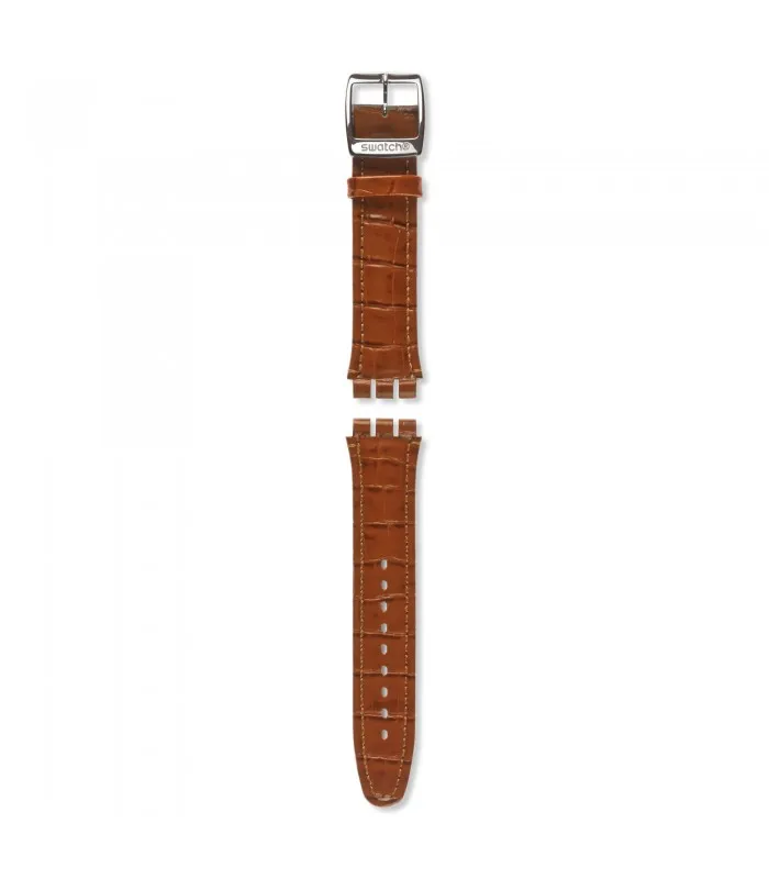 Swatch ирония Chrono коричневый кожаный ремешок для часов Темный Феникс ACYCS429