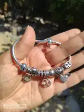 Bracelet Jewelry Beads Charm Heart-Snake-Chain 925-Sterling-Silver Women Original 