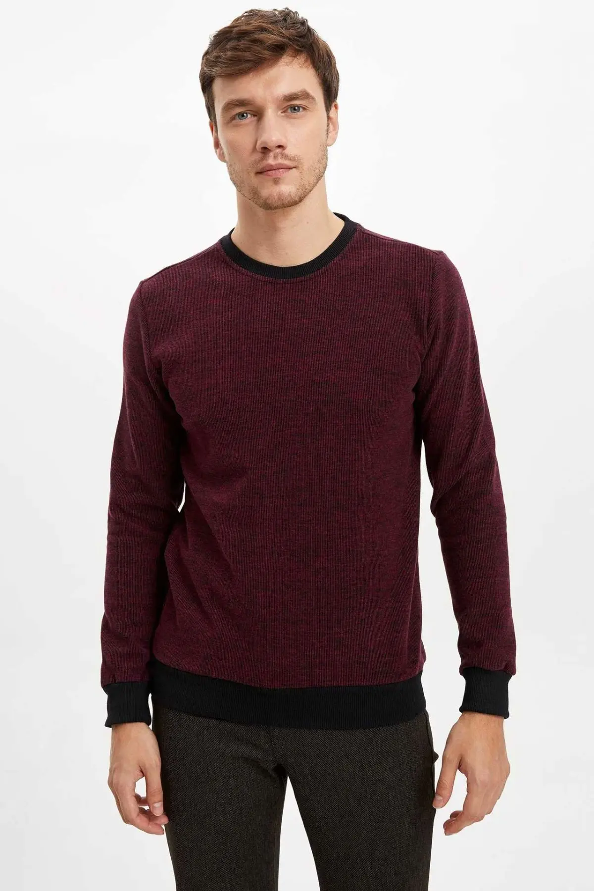 DeFacto, мужские новые одноцветные пуловеры с круглым вырезом, мужская повседневная спортивная одежда, свободные пуловеры, простые Осенние Топы для мужчин-M4122AZ19WN