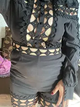 CHRONSTYLE-mono Sexy de fiesta para mujer, mono de manga larga con agujeros, monos para discoteca, mono entallado, mono femenino