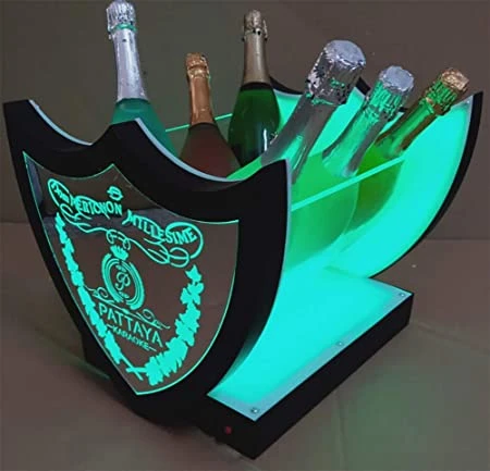 Dom P Ember Es Sampanye Ember Anggur LED Pengisian Daya Tempat Bir Sampanye  Akrilik Alat Bar Dekorasi 7 Warna Berkedip