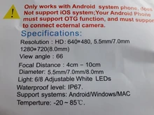 Cámara endoscópica Flexible de 7mm y 5,5mm, endoscopio impermeable IP67, Micro USB, 6 LED, inspección endoscópica para Android, Micro USB, tipo C