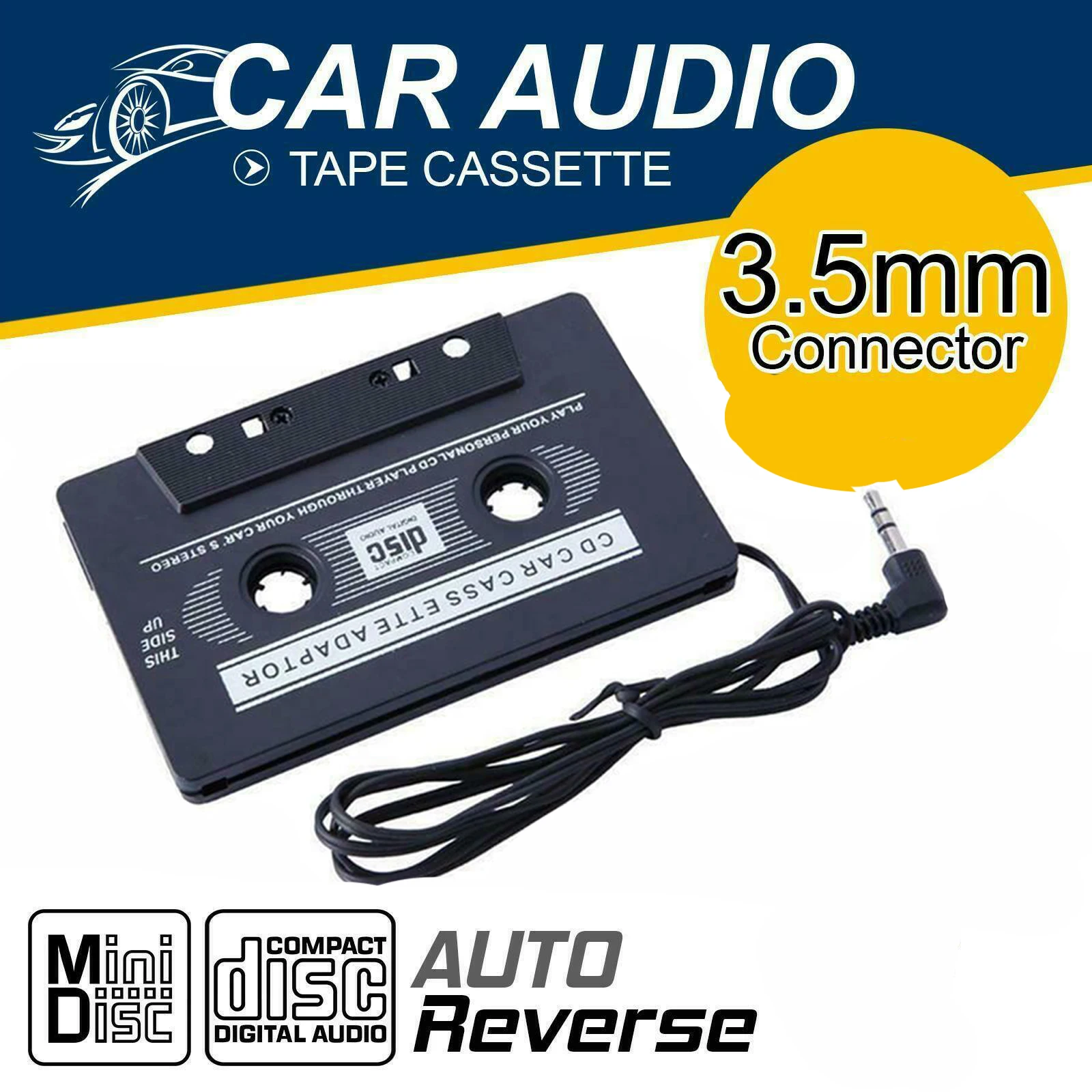 Car Audio Tape Cassette Adapter Deck 3.5Mm Per Iphone Mp3 Cd Md Player Jack Aux