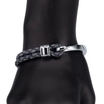 

Leather bracelet (genuine leather, loop, gray) 54637