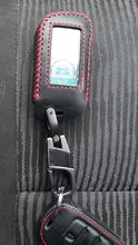 Funda para llave de coche A93 de cuero auténtico para Starline A93 A63 A36 A39 llavero con transmisor LCD y mando a distancia con alarma de coche bidireccional