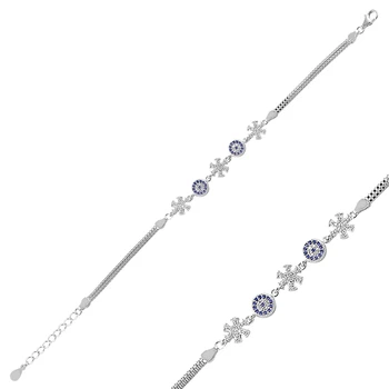

KUTAYDAN 925 Sterling Silver Zircon Stone Eye Snowflake Bracelet