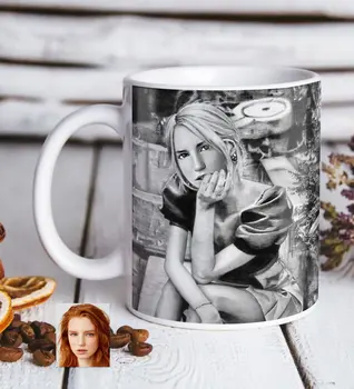 

Personalized Women 'S Charcoal Artistic Portrait Design White Mug Bardak-16
