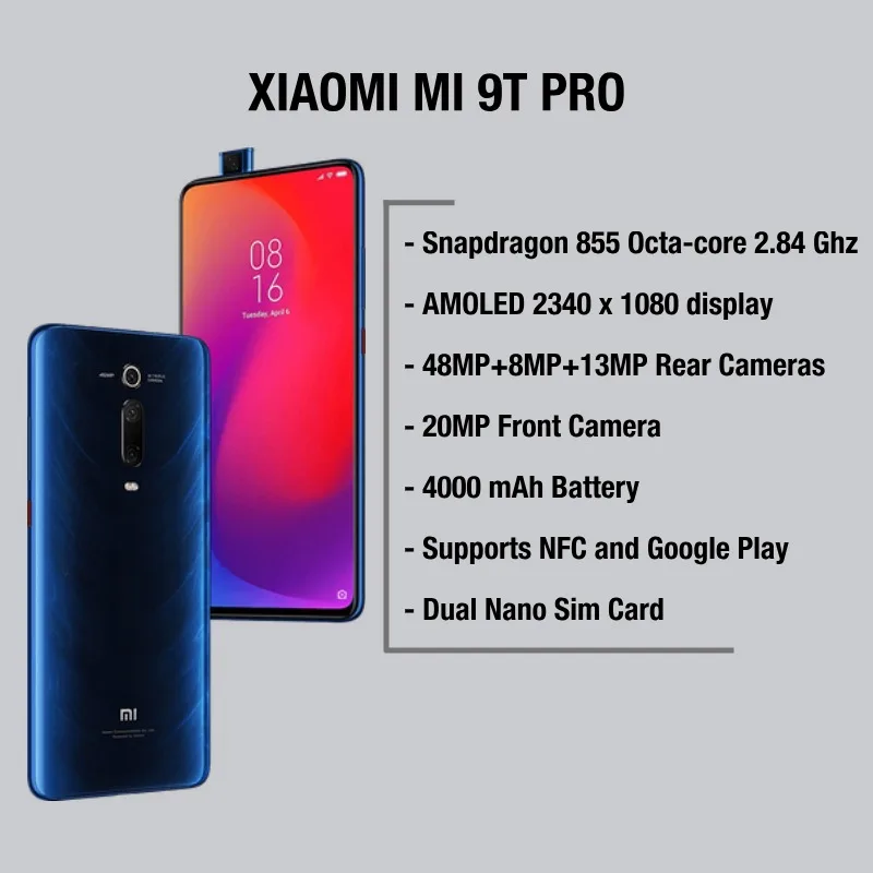  Global Version Xiaomi Mi 9T PRO 64GB ROM 6GB RAM (Official Rom) mi9tpro64 mi9t - 4000223650799