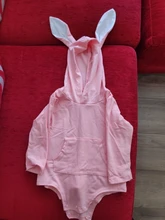 Mono de Pascua para recién nacido de 0 a 24 meses, mono de manga larga de Color sólido, oreja de conejo con capucha, mono de cola, novedad de 2020