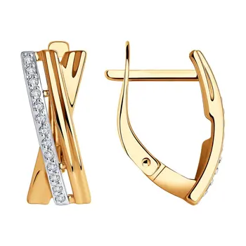 

Sokolov drop earrings with stones in gold with cubic zirconia, fashion jewelry, 585, women's male, long earrings