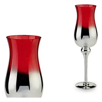 

Candleholder Red Crystal Silver (14 x 45 x 14 cm)