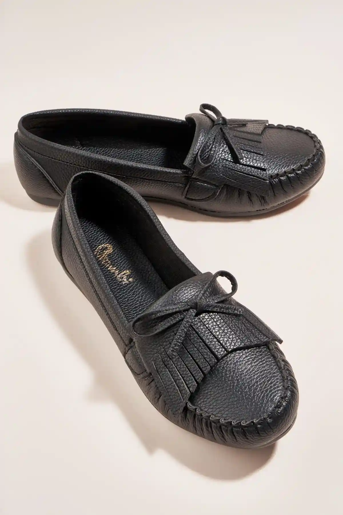Mocasines Para Mujer Beige Grecia, Negro, 611601IK