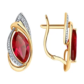 

Sokolov drop earrings with stones in gold with corundum and cubic zirconia, fashion jewelry, 585, women's male, long earrings