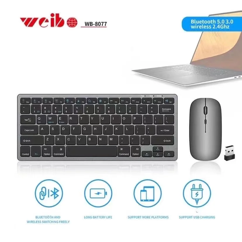Standard Bluetooth Or Wireless Keyboard And Mouse P/ iPad Android wb-8077 - AliExpress