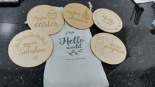 Tarjetas de nacimiento de madera de doble cara para bebés, accesorios de fotos, tarjetas de grabación mensual de nacimiento, regalos de cumpleaños para recién nacidos, 5 uds.