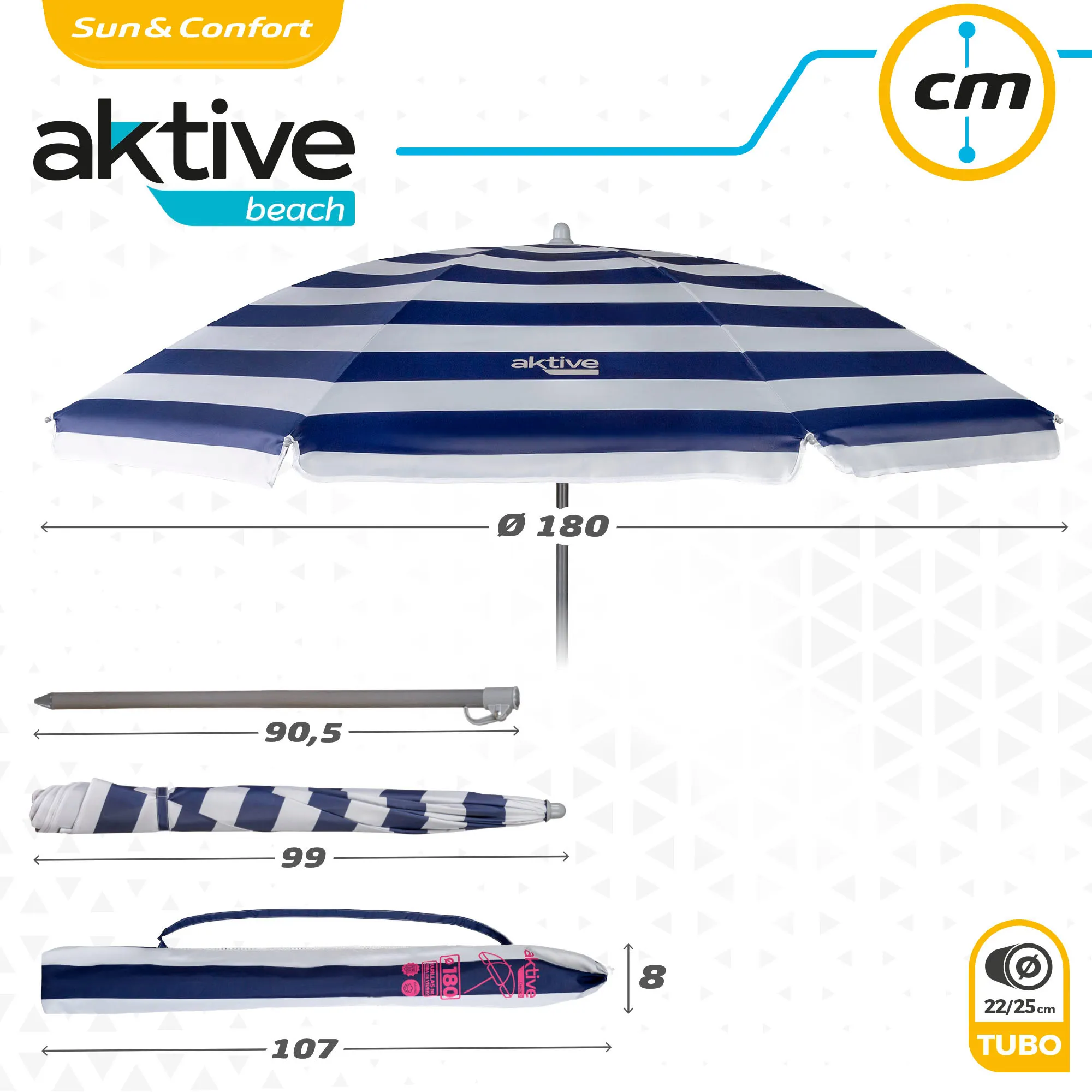 Beach umbrella 180 cm protection UV50 Aktive Beach, garden umbrella, large fishing umbrella, sun umbrella Beach umbrella 180 cm protection UV50 Aktive Beach, garden umbrella, large fishing umbrella, sun umbrella