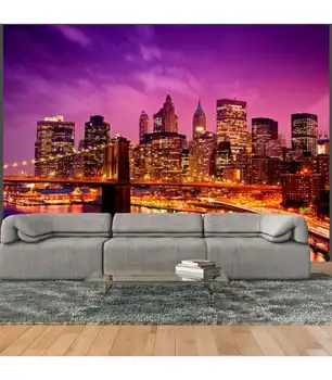 

Photo Mural-Manhattan and Brooklyn Bridge at night