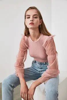 

Trendyol Tulle Detailed Knitted Blouse TWOAW21BZ0311