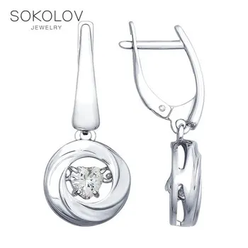 

SOKOLOV Silver drop earrings with stones with Swarovski Crystals fashion jewelry silver 925 women's male, long earrings