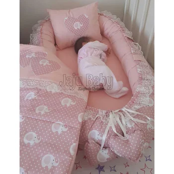 

Jaju Baby Elephant Patterned Luxury Orthopedic Baby Bedding Babynest 3 Piece Set Baby Bed Nest Set Crib Bedding Set Bed Linen