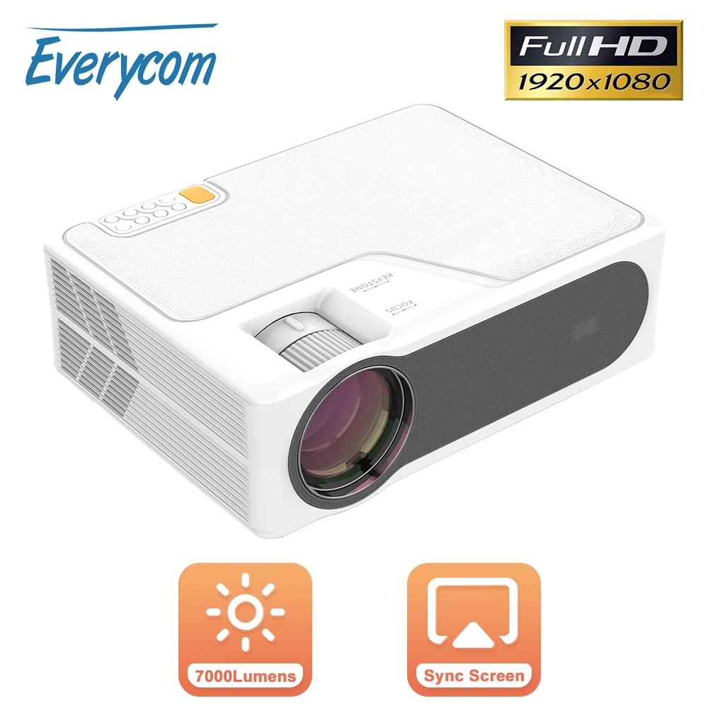 Everycom YG625 FHD 1080P светодиодный проектор видео 250 ''экран 7000 люмен Miracast Wifi Bluetooth