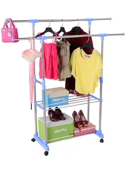 

Двууровневая вешалка для одежды с двумя полками для обуви