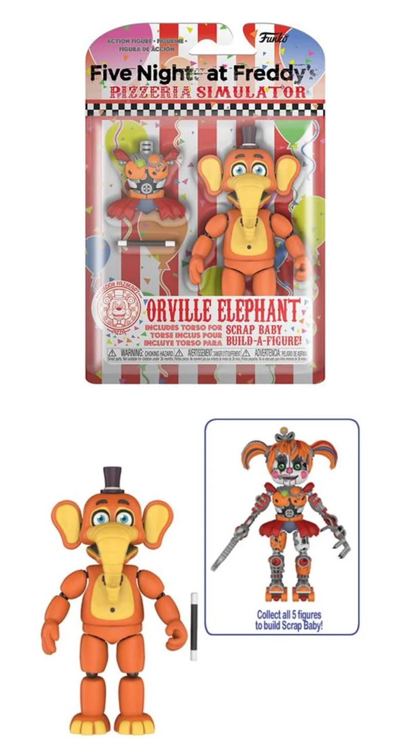 Подвижная фигурка ФНАФ Слон Орвилл Пять ночей с Фредди Funko Pizzeria Simulator Orville Elephant FNAF Five Nights at Freddy’s