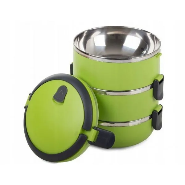 Ланч бокс 3 секции Lunch Box Urban Living 3 Layer Stainless Steel термо контейнер для обедов(Зеленый