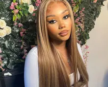 4 27 peluca Ombre hueso recto peluca con malla frontal 13x4 13x6x1 marrón encaje de colores frente pelucas de cabello humano cierre 4x4 peluca 180%